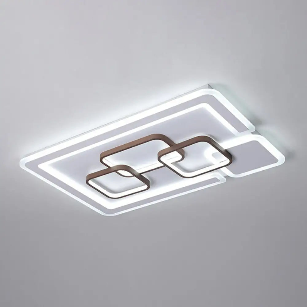Nordic Geometric Led Flush Mount Acrylic Ceiling Light In Coffee For Living Room