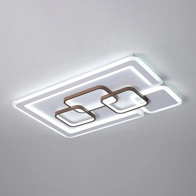 Nordic Geometric Led Flush Mount Acrylic Ceiling Light In Coffee For Living Room