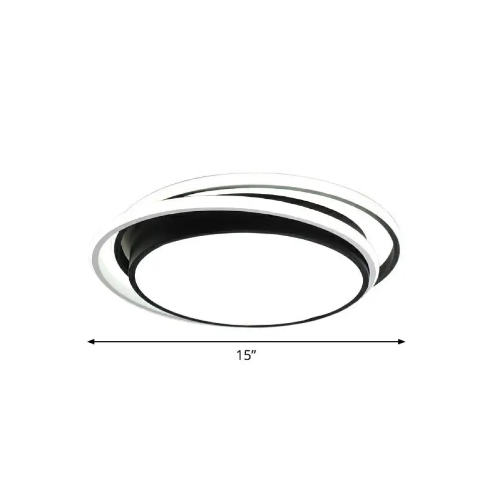 Nordic Geometric Led Flush Mount Ceiling Light With Acrylic Shade For Bedroom Black / Remote