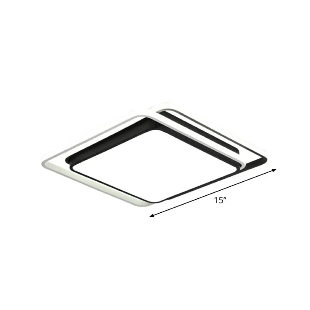 Nordic Geometric Led Flush Mount Ceiling Light With Acrylic Shade For Bedroom Black / Remote