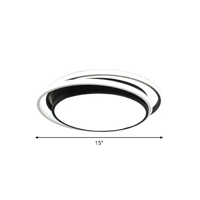 Nordic Geometric Led Flush Mount Ceiling Light With Acrylic Shade For Bedroom Black / White Round