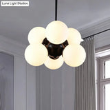 Nordic Glass Pendant Chandelier - 6 Bulbs Black Perfect For Bedroom