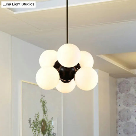 Nordic Glass Pendant Chandelier - 6 Bulbs Black Perfect For Bedroom