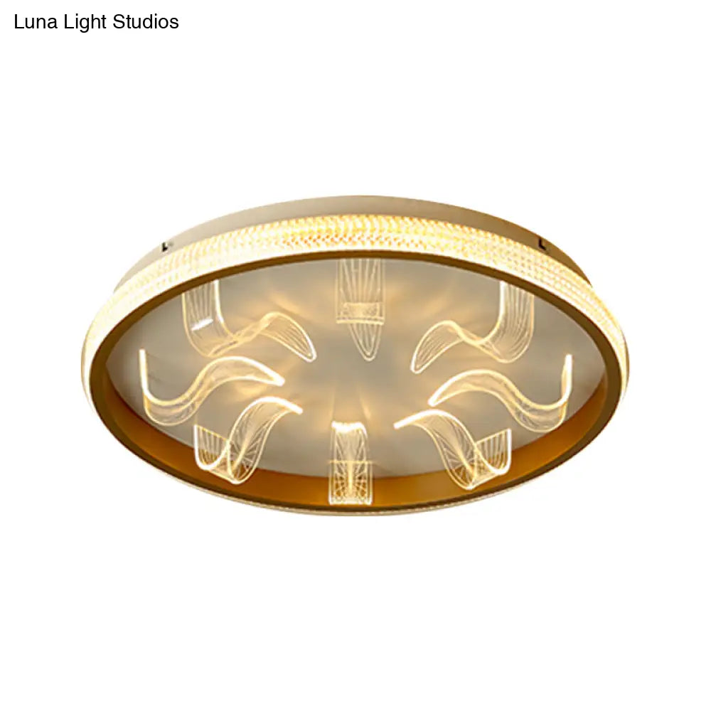 Nordic Gold Led Flush Mount Ceiling Light - Warm/White Bedroom Lighting