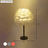 Nordic Goose Feather Dome Night Light Table Lamp In Grey/White/Pink With Tripod/Straight Stand