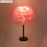 Nordic Goose Feather Dome Night Light Table Lamp In Grey/White/Pink With Tripod/Straight Stand