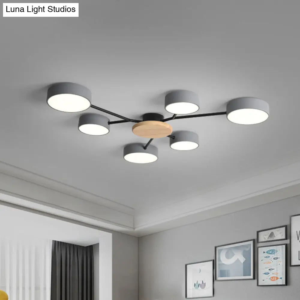 Nordic Grey - Wood Led Ceiling Lamp For Bedroom - 25.5’/31’ Width
