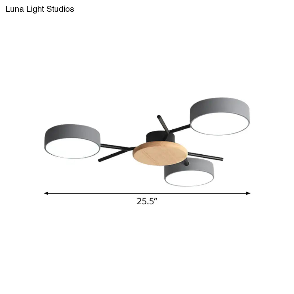 Nordic Grey - Wood Led Ceiling Lamp For Bedroom - 25.5’/31’ Width