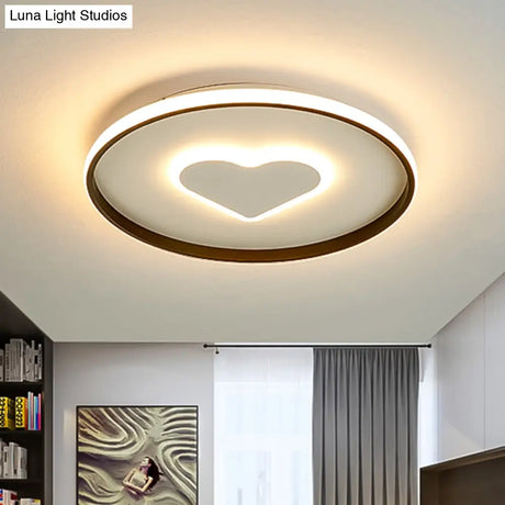 Nordic Heart Flush Mounted Led Bedroom Light - Pink/Black/White