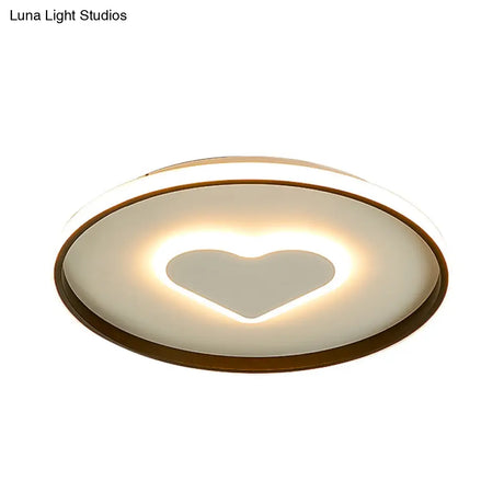 Nordic Heart Flush Mounted Led Bedroom Light - Pink/Black/White