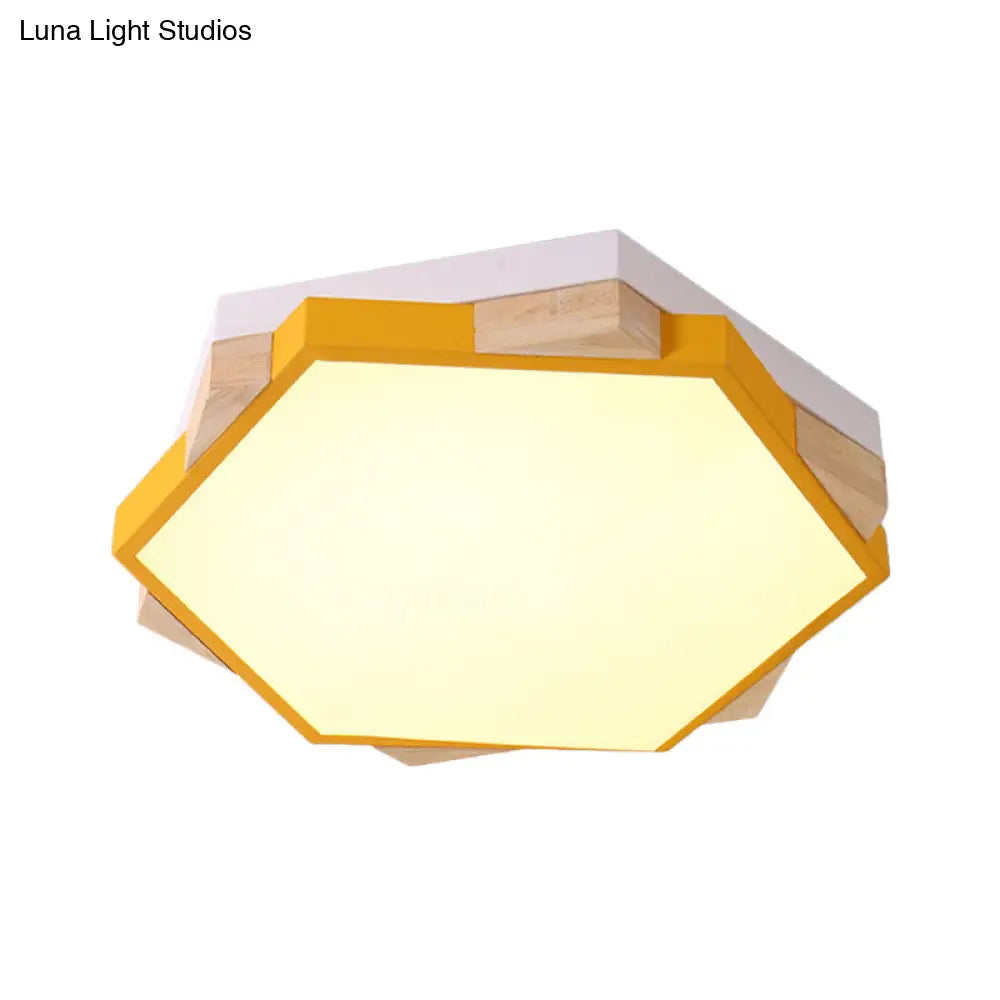 Nordic Hexagon Flush Mount Acrylic Ceiling Lamp For Study Room