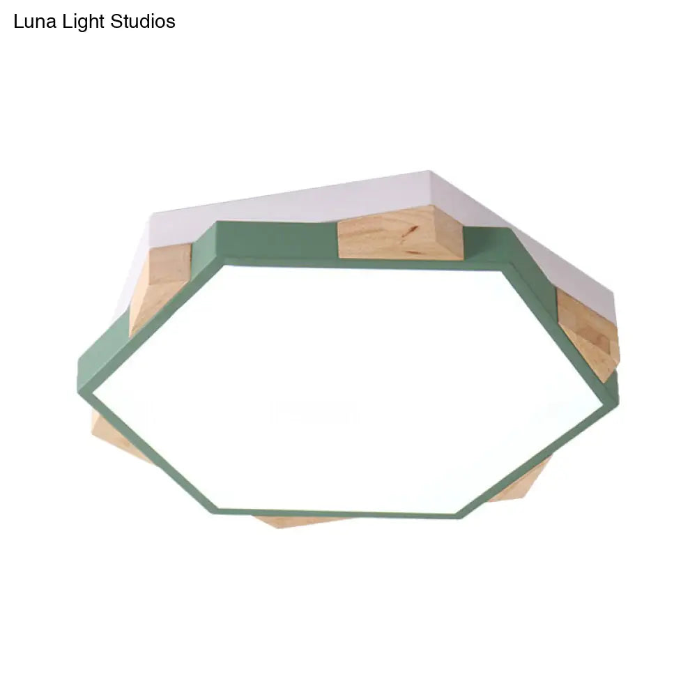 Nordic Hexagon Flush Mount Acrylic Ceiling Lamp For Study Room