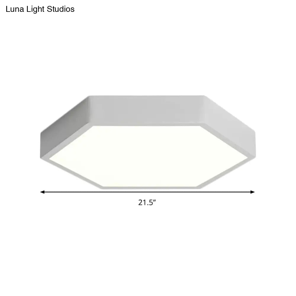 Nordic Hexagon Led Ceiling Light - Stylish Monochrome Flush Mount For Porch