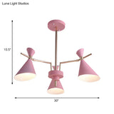 Nordic Horn-Shaped Iron Hanging Lamp Fixture With 3 Lights For Dining Room