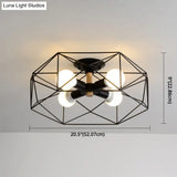 Nordic Industrial Geometric Flush Mount Ceiling Light For Bedroom - Metal Fixture