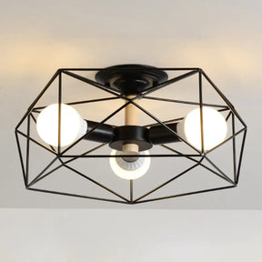 Nordic Industrial Geometric Flush Mount Ceiling Light For Bedroom - Metal Fixture Black / 16.5’