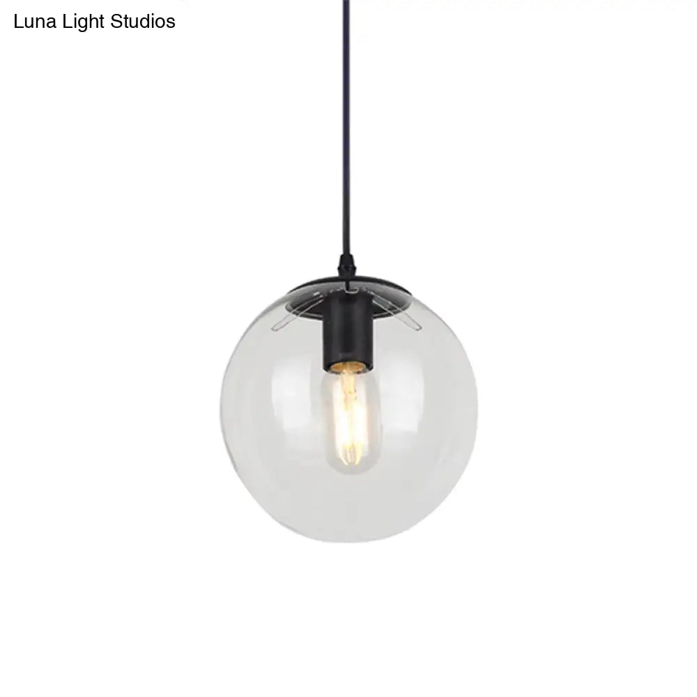 Nordic Industrial Glass Pendant Light - 1-Light Globe Style For Restaurants