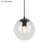 Nordic Industrial Glass Pendant Light - 1-Light Globe Style For Restaurants
