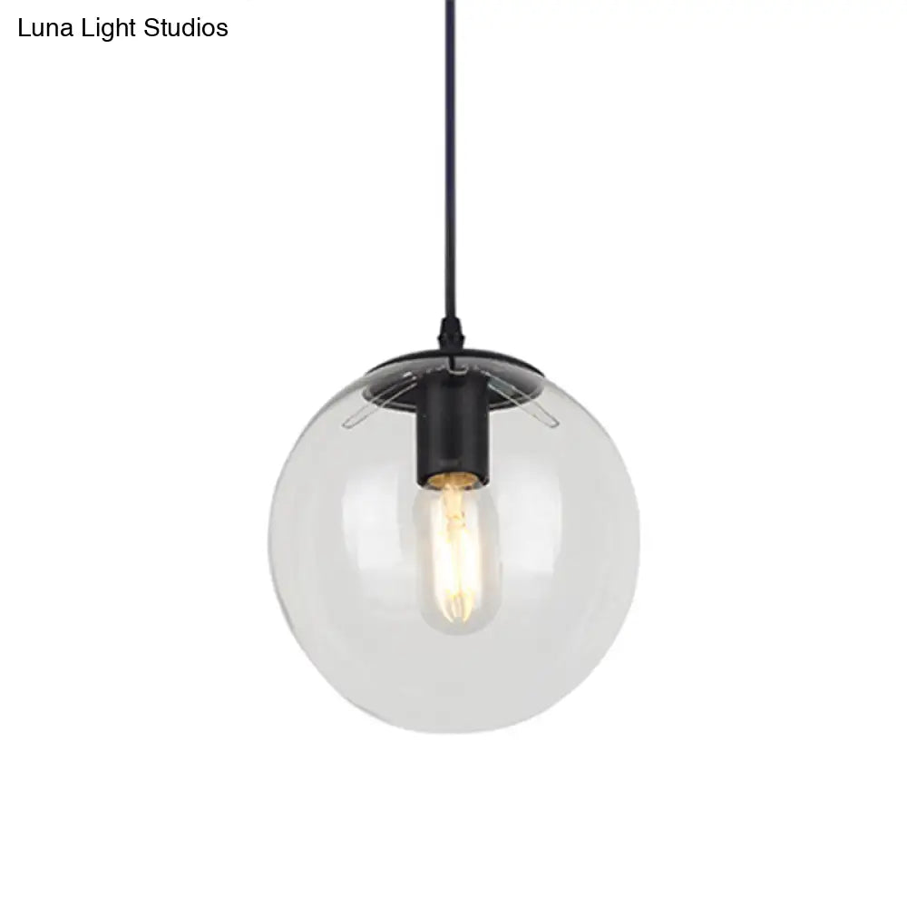 Nordic Industrial Glass Pendant Light - 1-Light Globe Style For Restaurants