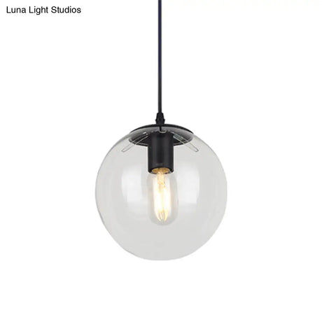 Nordic Industrial Glass Pendant Light - 1-Light Globe Style For Restaurants