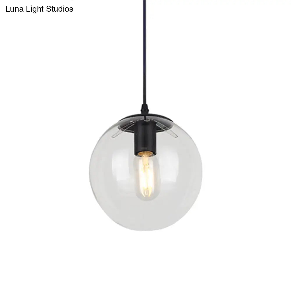 Nordic Industrial Glass Pendant Light - 1-Light Globe Style For Restaurants
