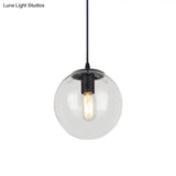 Nordic Industrial Glass Pendant Light - 1-Light Globe Style For Restaurants