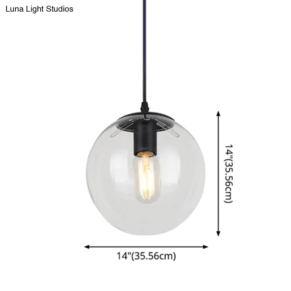 Nordic Industrial Glass Pendant Light - 1-Light Globe Style For Restaurants