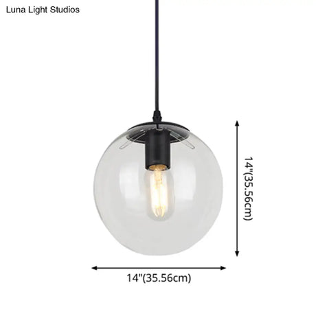 Nordic Industrial Glass Pendant Light - 1-Light Globe Style For Restaurants
