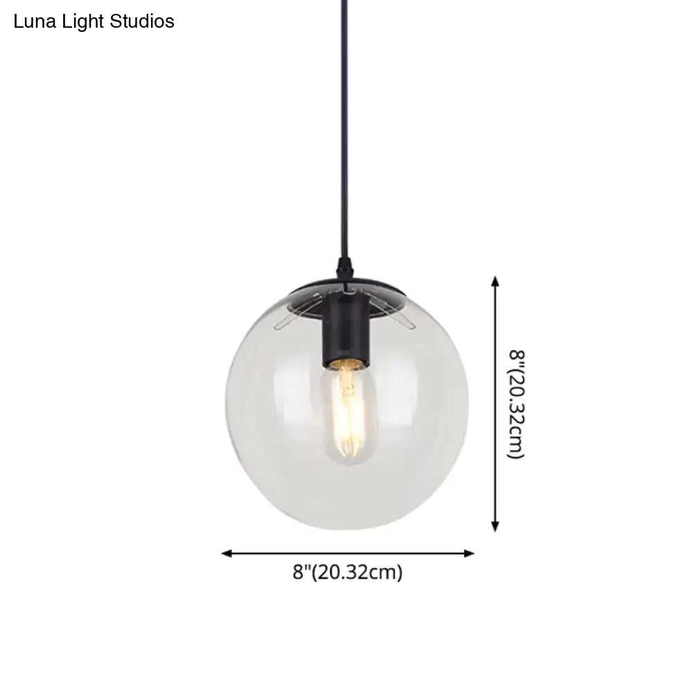 Nordic Industrial Glass Pendant Light - 1-Light Globe Style For Restaurants