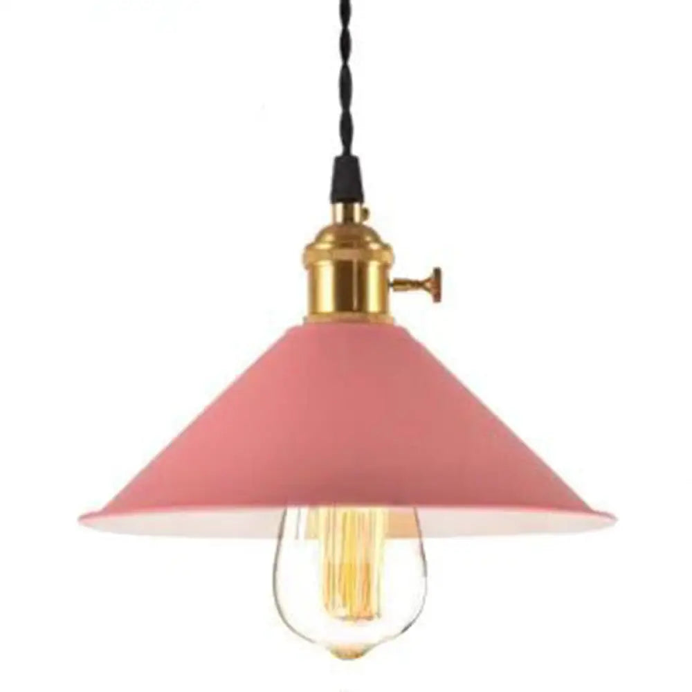 Nordic Industrial Macarons Pendant Light - Metal Colorful 1-Light Lighting Red / 8.5’