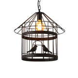 Nordic Industrial Style 1-Light Bird Cage Ceiling Fixture For Coffee Shop: Metallic Light Black