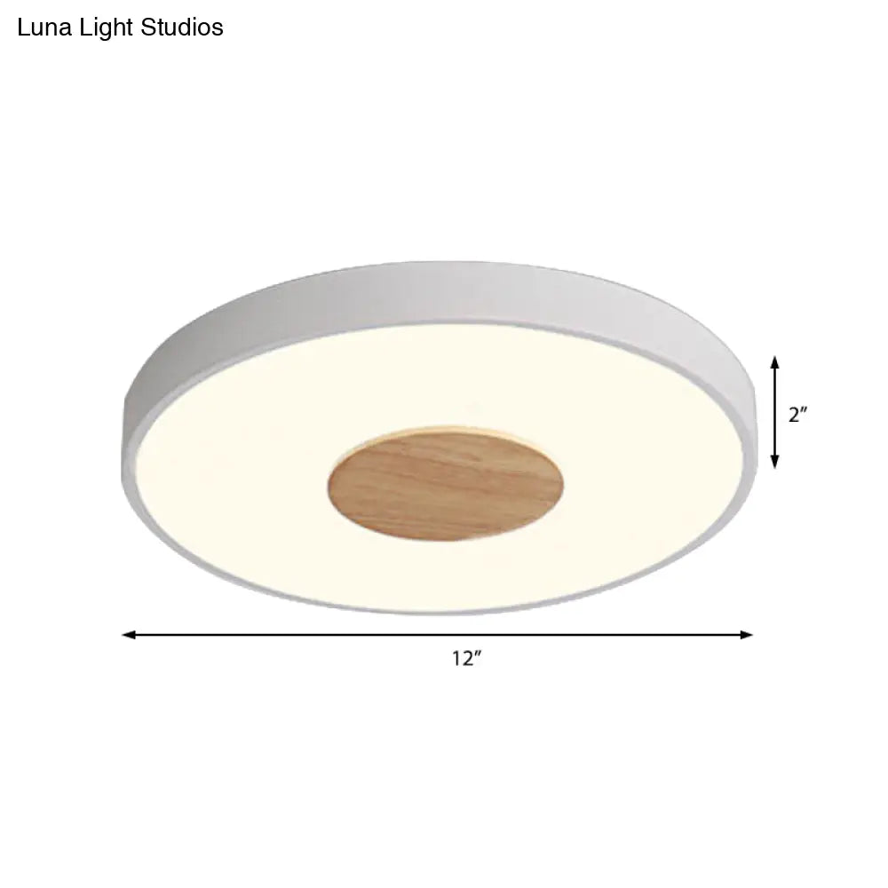 Nordic Iron Round Flush Mount Ceiling Light - 1 Head Pink/Blue/White Lighting Fixture For Bedroom
