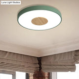 Nordic Iron Round Flush Mount Ceiling Light - 1 Head Pink/Blue/White Lighting Fixture For Bedroom