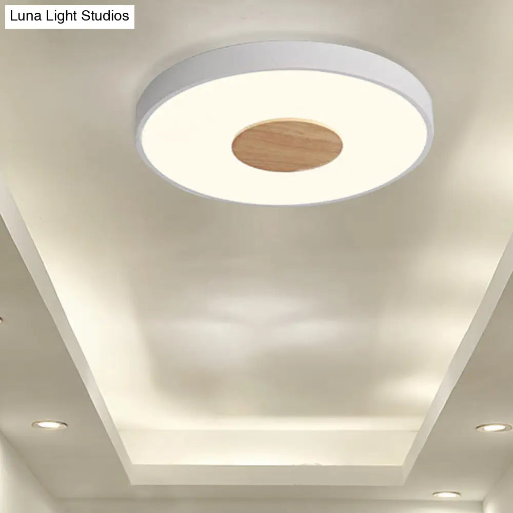 Nordic Iron Round Flush Mount Ceiling Light - 1 Head Pink/Blue/White Lighting Fixture For Bedroom