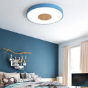 Nordic Iron Round Flush Mount Ceiling Light - 1 Head Pink/Blue/White Lighting Fixture For Bedroom