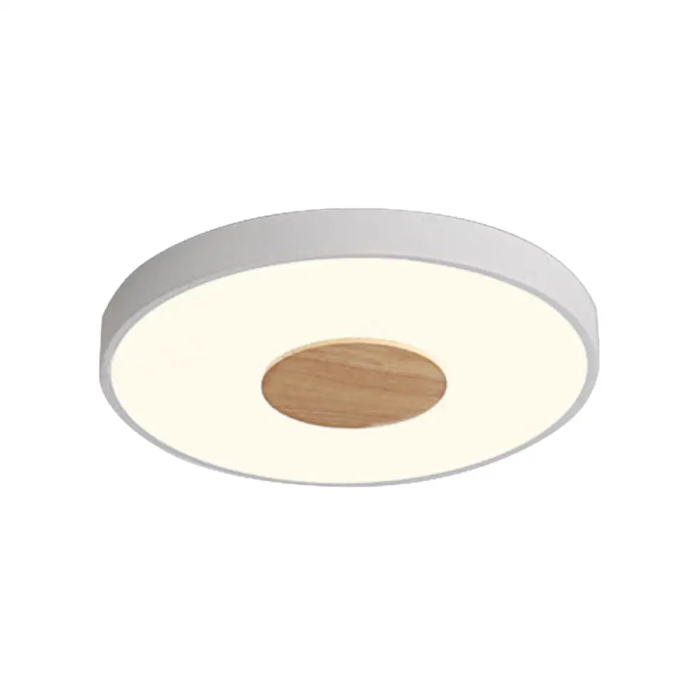 Nordic Iron Round Flush Mount Ceiling Light - 1 Head Pink/Blue/White Lighting Fixture For Bedroom