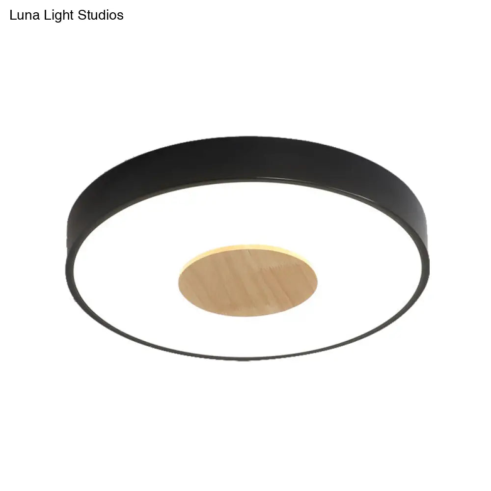 Nordic Iron Round Flush Mount Ceiling Light - 1 Head Pink/Blue/White Lighting Fixture For Bedroom