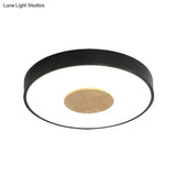 Nordic Iron Round Flush Mount Ceiling Light - 1 Head Pink/Blue/White Lighting Fixture For Bedroom