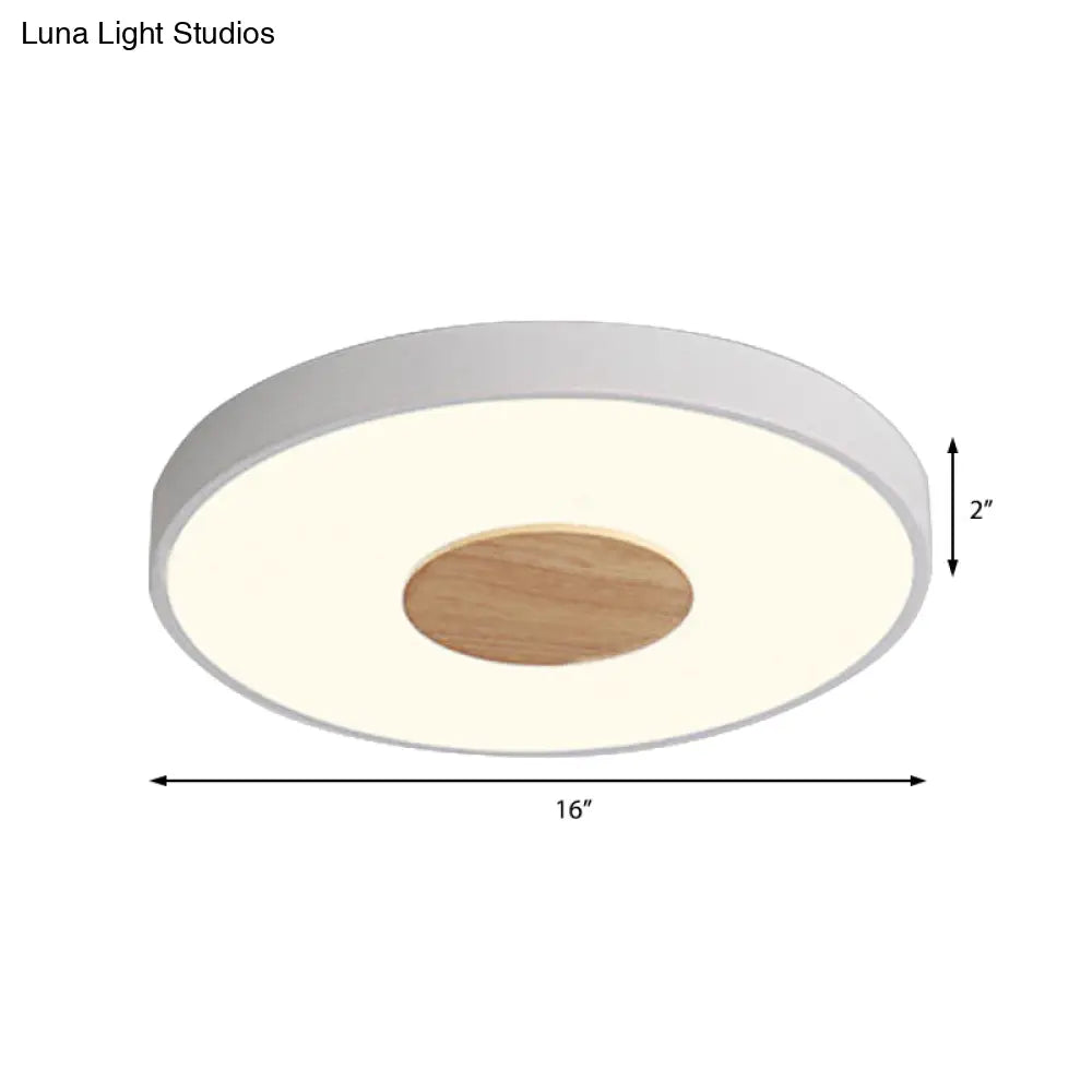 Nordic Iron Round Flush Mount Ceiling Light - 1 Head Pink/Blue/White Lighting Fixture For Bedroom