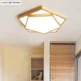 Nordic Led Acrylic Ceiling Mounted Lamp For Bedroom - Wood 2-Tiered Flush Light Fixture / 18