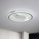Nordic Led Acrylic Flush Mount Lamp For Bedroom Black Rounded Design 18’/21.5’ Width / 18’