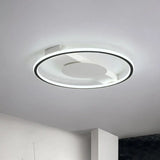 Nordic Led Acrylic Flush Mount Lamp For Bedroom Black Rounded Design 18’/21.5’ Width / 18’