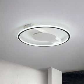 Nordic Led Acrylic Flush Mount Lamp For Bedroom Black Rounded Design 18’/21.5’ Width / 18’