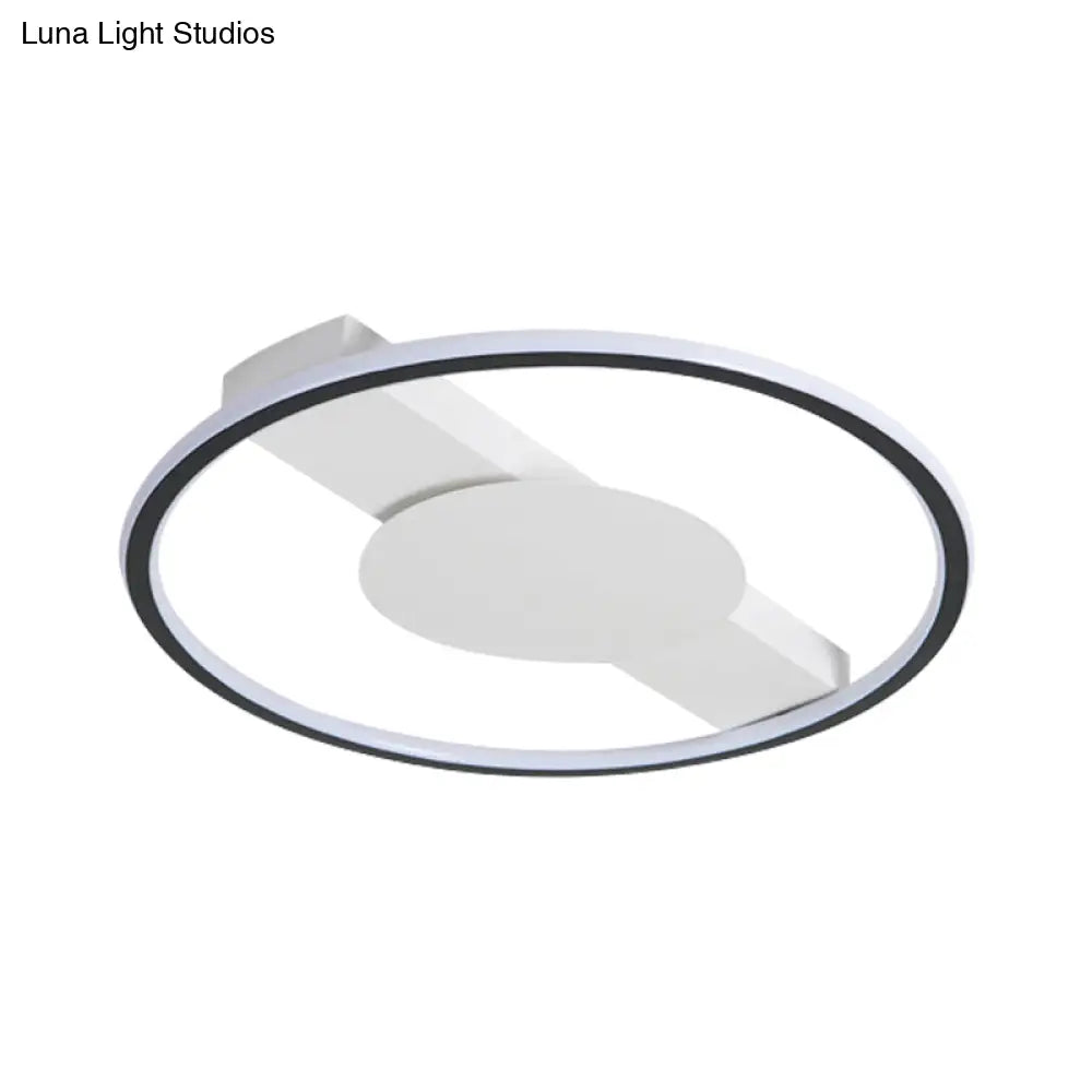 Nordic Led Acrylic Flush Mount Lamp For Bedroom Black Rounded Design 18’/21.5’ Width
