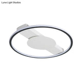 Nordic Led Acrylic Flush Mount Lamp For Bedroom Black Rounded Design 18’/21.5’ Width