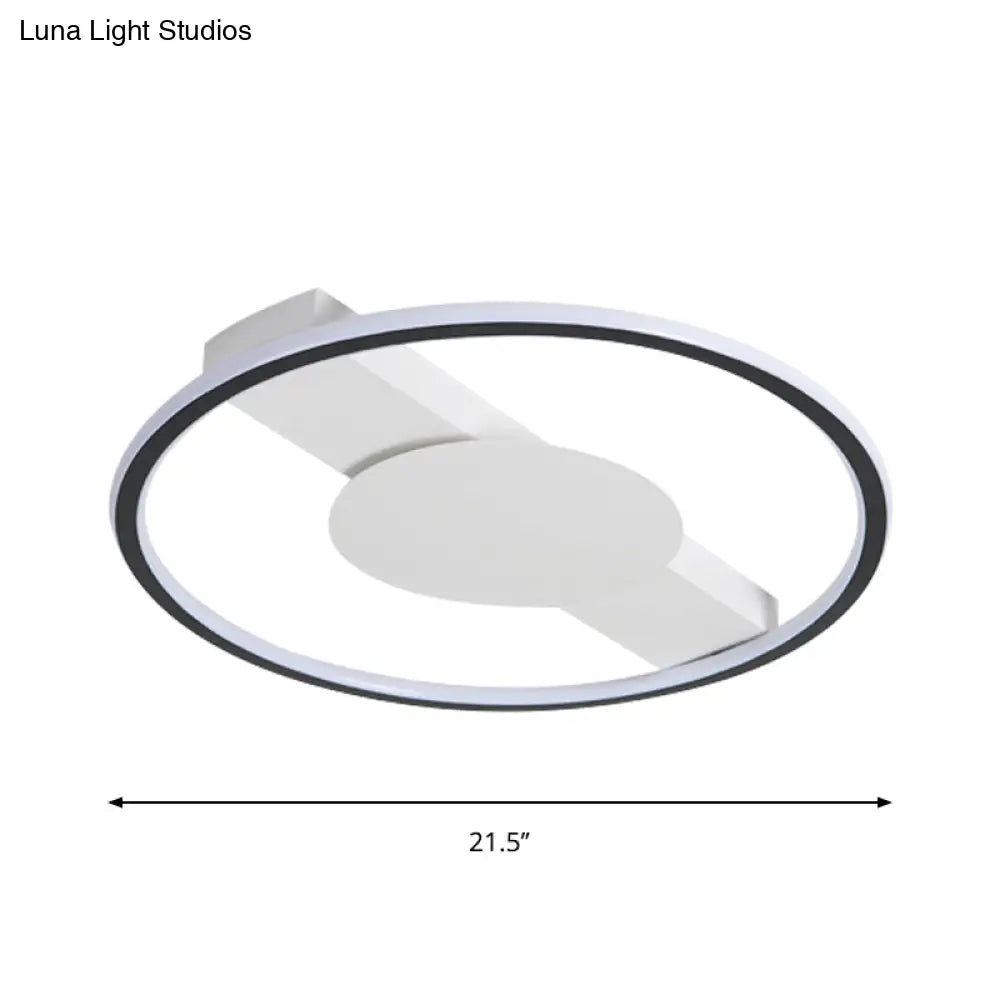 Nordic Led Acrylic Flush Mount Lamp For Bedroom Black Rounded Design 18’/21.5’ Width