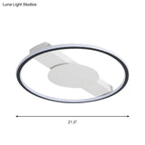 Nordic Led Acrylic Flush Mount Lamp For Bedroom Black Rounded Design 18’/21.5’ Width