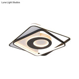 Nordic Led Acrylic Square Semi Flush Ceiling Lamp 16’/20’ Wide Black - White Interlaced Design