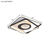 Nordic Led Acrylic Square Semi Flush Ceiling Lamp 16’/20’ Wide Black - White Interlaced Design