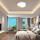 Nordic Led Ceiling Light - Thin Round Acrylic Flushmount With Wavy Wood Pattern White/Grey/Green